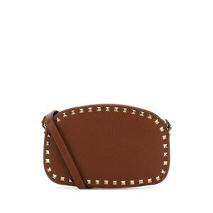 Valentino Garavani Women Caramel Leather Rockstud Crossbody Bag
